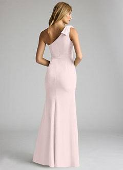 Azazie Rinna Bridesmaid Dresses Blushing Pink Mermaid One Shoulder Stretch Crepe Dress image2