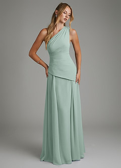 Azazie Holly Bridesmaid Dresses Agave A-Line Corset Chiffon Dress image3