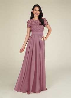 Azazie Annette Mother of the Bride Dresses Vintage Mauve A-Line Lace Chiffon Dress image3