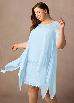 Azazie Flo Mother of the Bride Dresses Sky Blue A-Line Lace Chiffon Dress image12