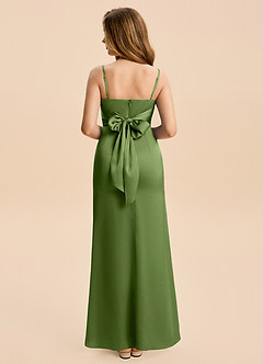 Azazie Minnie Junior Juniper A-Line Ruched Stretch Satin Dress image2