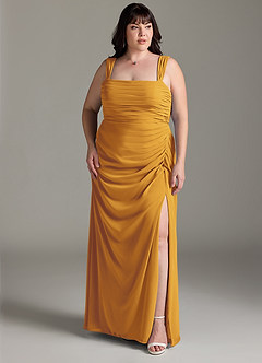 Azazie Jesaphine Bridesmaid Dresses Butterscotch Sheath Bow Chiffon Dress image8