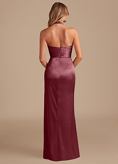 Azazie Jemma Vestidos de damas de honor Vestido de Rosa Del Desierto de Satén Metálico de Corte Recto con Plisado image7