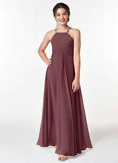 Azazie Ginger Junior Sangria A-Line Pleated Chiffon Dress image4