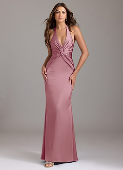 Azazie Valerie Bridesmaid Dresses Vintage Mauve Mermaid Pleated Stretch Satin Dress image1