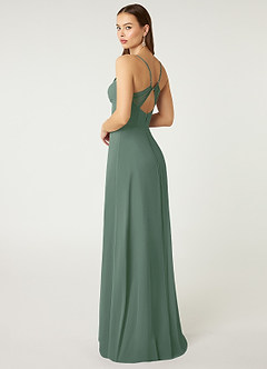 Azazie Minie Bridesmaid Dresses Eucalyptus A-Line Bow Chiffon Dress image5