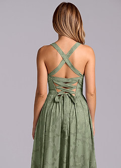 Azazie Francis Bridesmaid Dresses Pistachio A-Line Corset Floral Burnout Dress image8