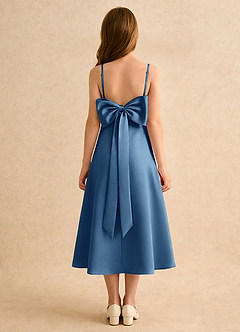 Azazie Jaella Girls Formal Kukkatyttöjen mekot A-linja Laskostettu Matta satiini Tee-pituus Mekko image1