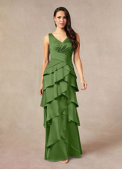 Azazie Viola Mother of the Bride Dresses Basil A-Line Pleated Stretch Satin Dress image2