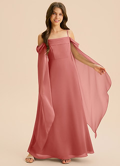 Azazie Moana Junior Linia A Pofałdowany Szyfon Długość podłogi Młodsza druhna Sukienka image4