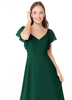 Azazie Syenna Bridesmaid Dresses Emerald A-Line Ruched Chiffon Dress image5