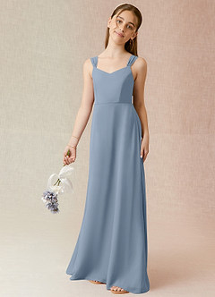Azazie Denice Junior Dusty Blue A-Line Chiffon Dress image1