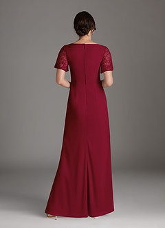 Azazie Jannie Abiti per la Madre della Sposa Abito A-Line in Chiffon Elasticizzato con Scollo a V in Pizzo Burgundy image4