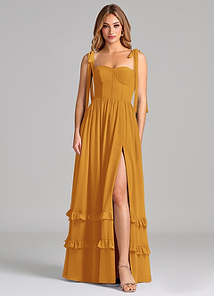 Azazie Anastacia Bridesmaid Dresses Butterscotch A-Line Sweetheart Neckline Chiffon Dress image1