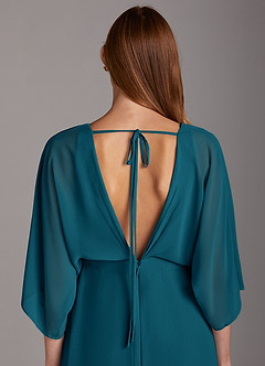 Azazie Rebecca Final Sale Black A-Line V-Neck Long Sleeve Chiffon Dress image5