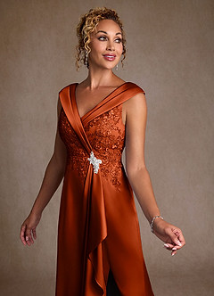 Azazie Santa Monica Mother of the Bride Dresses Paprika A-Line Lace Dress image5