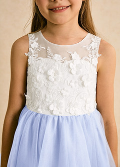 Azazie Lina Flower Girl Dresses Ivory Lavender Ball-Gown Lace Dress image8
