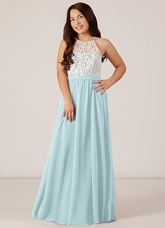 Azazie Fahari Junior Mist A-Line Lace Chiffon Dress image2