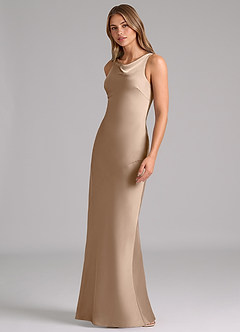 Azazie Allettie Bridesmaid Dresses Taupe Mermaid Stretch Satin Dress image4
