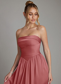 Azazie Zena Bridesmaid Dresses Antique Rose A-Line Strapless Stretch Satin Dress image3