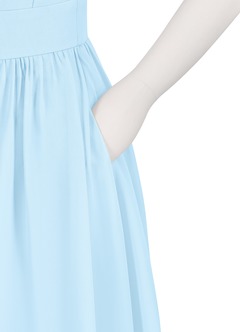 Azazie Molly Junior Vestido de Azul Cielo de Gasa de Corte en A con Plisado image10