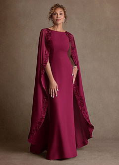 Azazie Artemisia Mother of the Bride Dresses Burgundy Sheath Lace Chiffon Dress image1