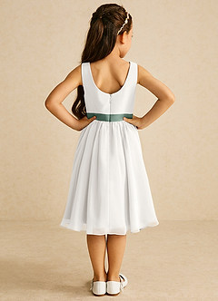Azazie Elina Flower Girl Dresses Ivory Eucalyptus A-Line Sleeveless Chiffon Dress image6