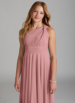 Azazie Charlize Junior Dusty Rose A-Line Mesh Dress image6