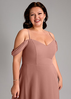 Azazie Marley Bridesmaid Dresses Cedar Rose A-Line Off the Shoulder Chiffon Convertible Dress image16