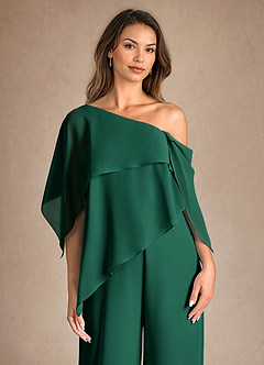 Azazie Halima vestidos de madre de la novia Vestido de Esmeralda de Gasa de Mono/Traje de pantalón con Corte Lateral image8