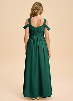 Azazie Lianne Junior Emerald A-Line Off the Shoulder Chiffon Dress image7