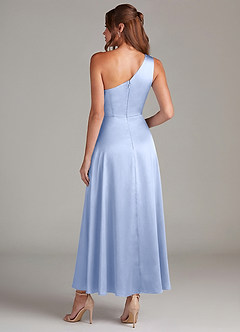 Azazie Brooke Suknie dla druhen Linia A Jedno ramię Satyna elastyczna Długość kostki Sukienka image7