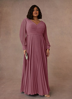Azazie Zina Mother of the Bride Dresses Vintage Mauve A-Line Pleated Chiffon Dress image7