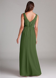 Azazie Tanicia Robes de demoiselle d'honneur Robe Trapèze en Mousseline de soie Plissée Olive image7