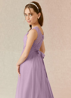 Azazie Georgette Junior Wisteria A-Line Lace Tulle Dress image6