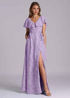 Azazie Lainey Brudtärnklänningar Klä av A-Linje i Blommig Utbrändhet med fickor Lila image3