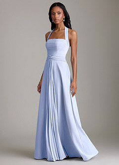 Azazie Clarisa Bridesmaid Dresses Ice A-Line Pleated Chiffon Dress image6