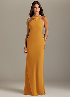 Azazie Doretta Vestidos de damas de honor Vestido de Caramelo de Gasa de Corte Sirena con Plisado image1