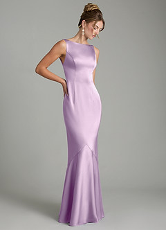 Azazie Tamera Bridesmaid Dresses Frosted Lilac Mermaid Pleated Stretch Satin Dress image7