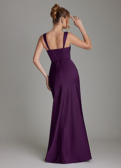 Azazie Agustina Bridesmaid Dresses Grape Mermaid Corset Stretch Satin Dress image2