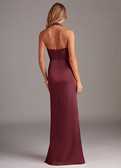 Azazie Jemma Robes de demoiselle d'honneur Robe Fourreau en Satin extensible Plissée Merlot image6