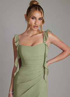 Azazie Jessamine Bridesmaid Dresses Pistachio Mermaid Corset Chiffon Dress image3