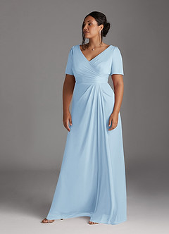 Azazie Bessie Kleider für die Brautmutter A-Linie Plissee Gittergewebe Kleid Himmelblau image9