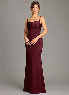 Azazie Reverie Bridesmaid Dresses Cabernet Mermaid Corset Stretch Satin Dress image2