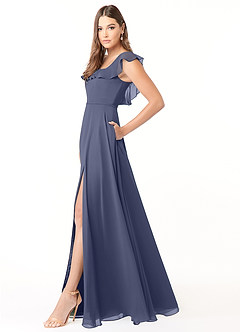 Azazie Jinny Bridesmaid Dresses Stormy A-Line Square Neckline Ruched Chiffon Dress image3