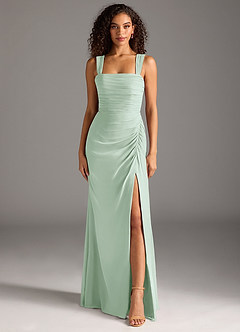 Azazie Jesaphine Bridesmaid Dresses Agave Sheath Bow Chiffon Dress image5