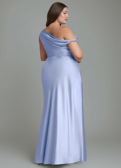 Azazie Emerson Bridesmaid Dresses Ice Mermaid Off the Shoulder Stretch Satin Dress image9