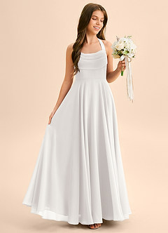 Azazie Kady Junior White A-Line Sweetheart Neckline Chiffon Dress image5