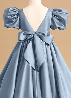 Azazie Jellybean Blumenmädchenkleider Ballkleid Gestreift Matte Satin Kleid Staubblau image5