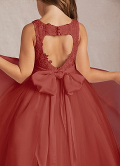 Azazie Calla Robe Demoiselle D'honneur Fillette Robe Princesse en Tulle Dentelle Terracotta image4